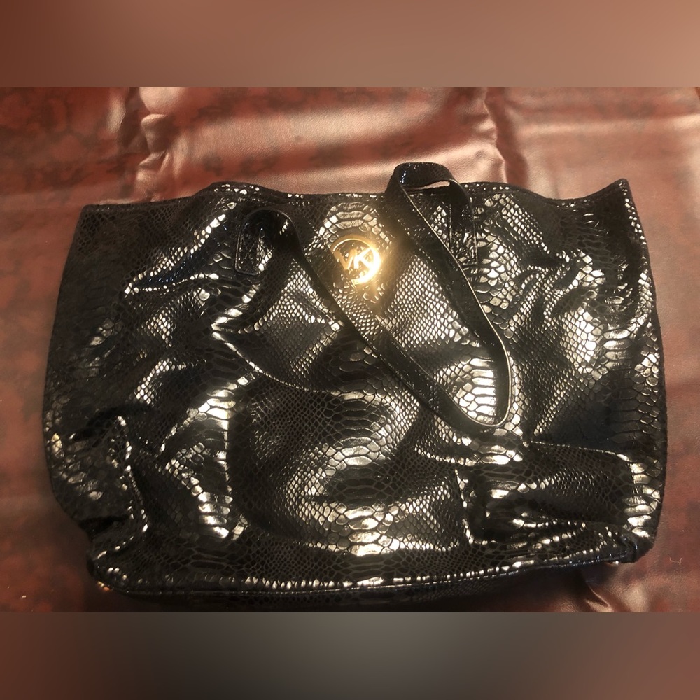 Michael Kors Snake Print Tote Bag - Black